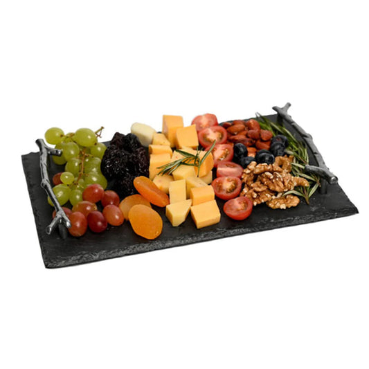 Natural Stone LH-220 Slate Serving Tray With Arborization Handle 30x20 CM