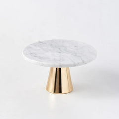 White Marble LH-228 Cake Stand with Golden Base, 20 CM