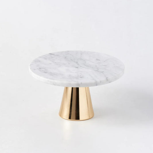 White Marble LH-228 Cake Stand with Golden Base, 20 CM