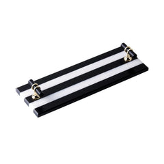 Natural Marble LH-231 Tray With Black and White Stripe & Black-Gold Handle 30x12CM