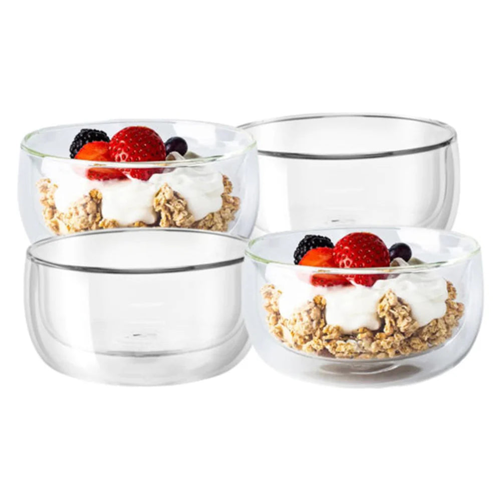 Borosilicate LH-247 Double Wall Salad Bowl 300 ml, Pack of 4 pcs