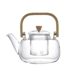 Borosilicate LH-259 Glass Teapot With Lid and Bamboo Handle 1000 ML