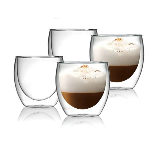 Borosilicate LH-25 Double Wall Glass 250 ml, Pack of 4 pcs