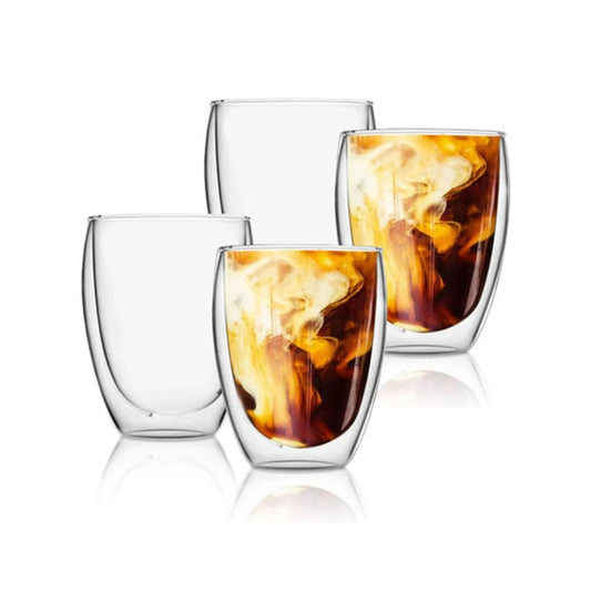 Borosilicate LH-26 Double Wall Glass 350 ml, Pack of 4 pcs