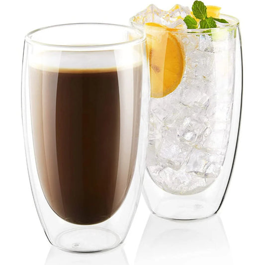 Borosilicate LH-27 Double Wall Glass 450 ml, Pack of 4 pcs