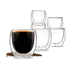 Borosilicate LH-28 Double Wall Espresso Cups 80 ml, Pack of 6 pcs