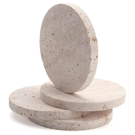 Travertine LH-315 Stone Round Coasters 10x10cm
