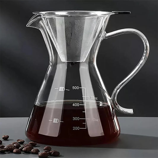 Borosilicate LH-340 Glass Coffee Server Pot with Filter 500 ML