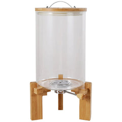 Borosilicate LH-360 Glass Rice Dispenser with Wooden Stand - 8L
