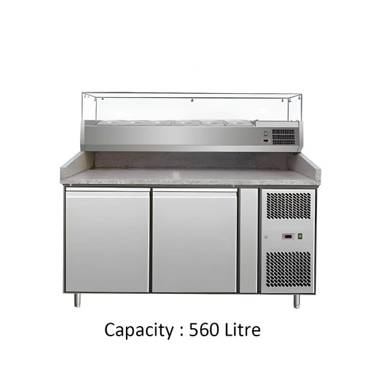 THS Pizza Refrigerated Counter, Cpty 560 L, 680 W, 202 x 80 x 82 + 60 cm