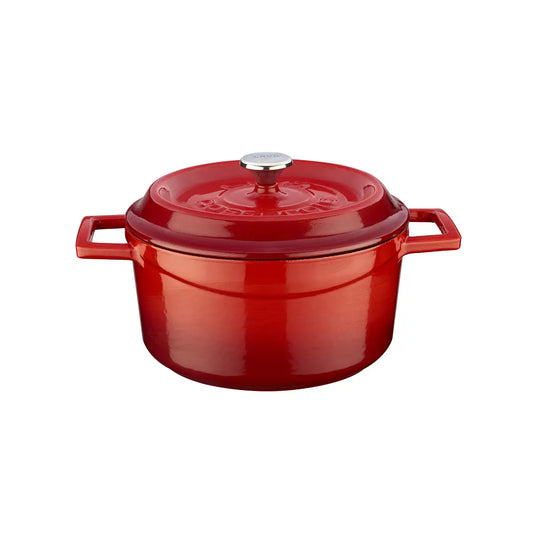 Lava Round Casserole Ø20 cm, 2.8 Litres, Enameled Cast Iron, Color Red