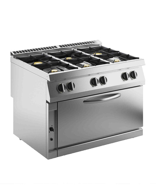 SILKO NECG96H 6 BURNER GAS RANGE ON GAS MAXI OVEN, 120 x 90 x 90 cm