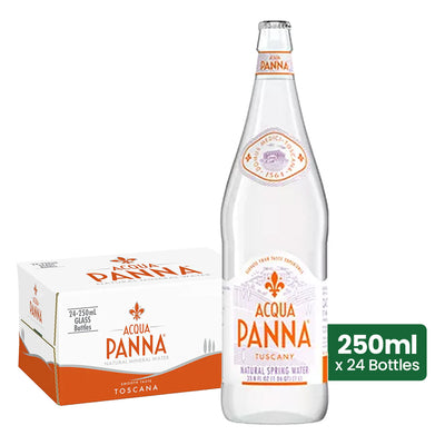Acqua Panna Natural Spring Water, Glass Bottle, 250ml x 24pcs Pack
