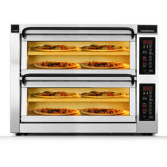 PizzaMaster PM 352ED-2DW Countertop Double width Double Deck Electric Pizza Oven with 4 Hearth Stone