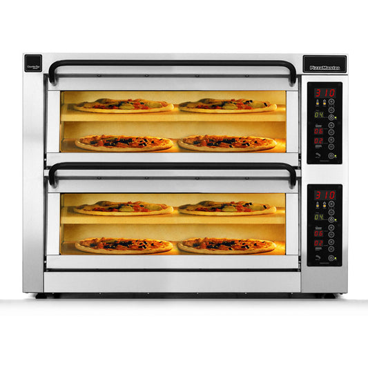 PizzaMaster PM 352ED-2DW Countertop Double width Double Deck Electric Pizza Oven with 4 Hearth Stone