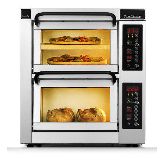Pizza Master PM 402ED-1 Countertop Double Deck Electric Pizza Oven with 3 Hearth Stone