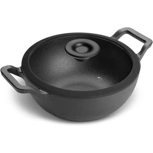 PRESTIGE PR48895 CAST IRON DEEP KADAI WITH GLASS LID, 24 cm DIAMETER