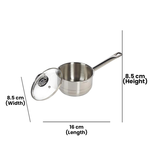 PRESTIGE PR81138 S/STEEL SAUCE PAN WITH GLASS LID, 16 cm DIAMETER
