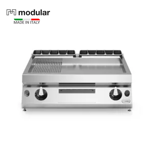Modular R70/80FTG/LR/T Gas Grill, 1/3 Smooth & 2/3 Ribbed Plate, 12 kW, 80 x 73 x 25 cm