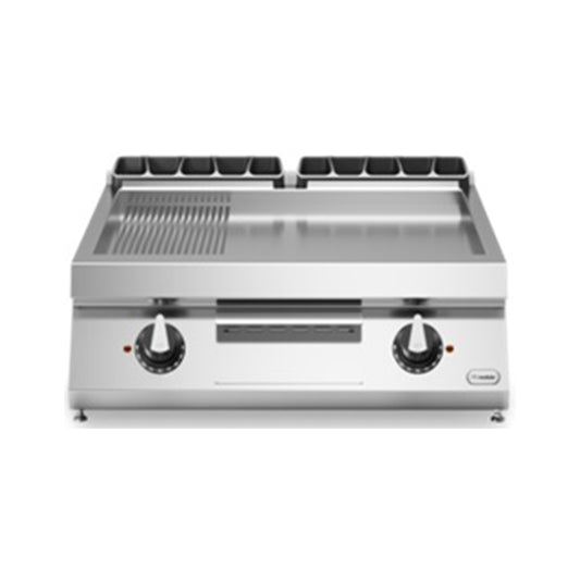 Modular R90/80FTE/LR/T Electric Griddle 2/3 Smooth 1/3 Ribbed Mild Steel Plate, 80x90x28 cm