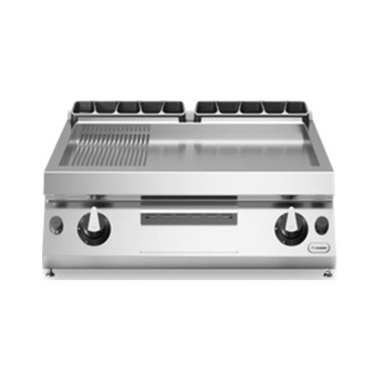 Modular R90/80FTG/LR/T/ Gas Griddle 2/3 Smooth 1/3 Ribbed Mild Steel Plate, 80x90x28 cm
