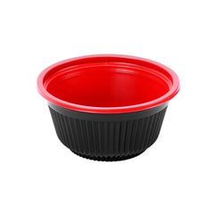 Hotpack Red and Black Base PP Soup Bowl with Lids, 550 mI, 200 PCs