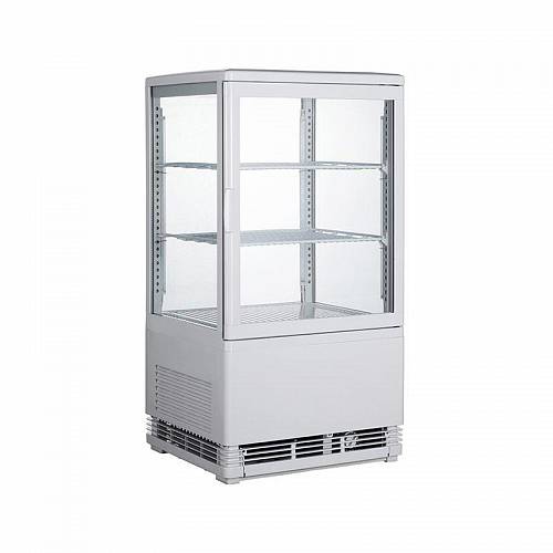 ROTOR RT-58L Tabletop 4 Sided Glass Refrigerated Showcase White, 58L