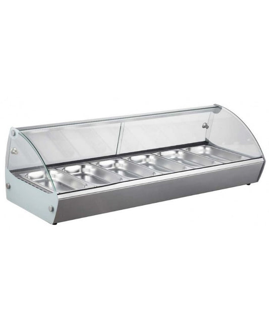 Primo RTR-6 Table Top Hot Glass Display Warmer, 6x 1/3 GN Pan 800W
