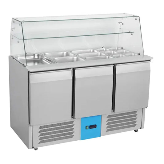 Symbol S903T Saladette With Glass Cover, 136.5 x 70 x 126.8 cm