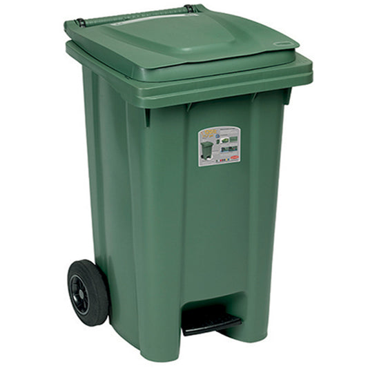 Stefanplast SFH.25701 Green Wheeled Bin with Pedal, 120 L