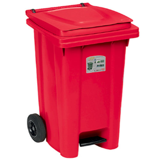 Stefanplast SFH.25702 Red Wheeled Bin with Pedal, 120 L