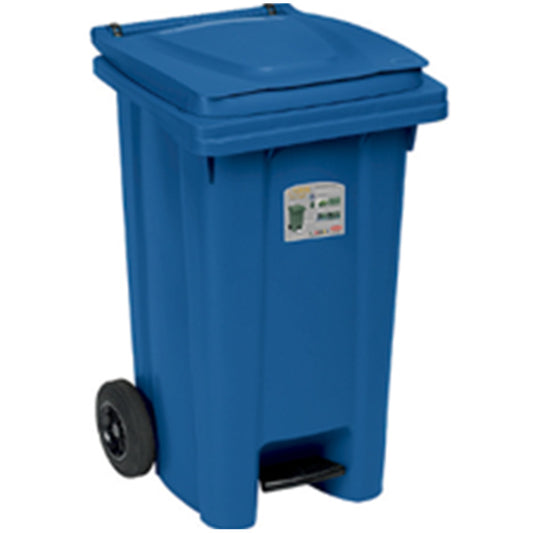 Stefanplast SFH.25703 Traffic Blue Wheeled Bin with Pedal, 120 L