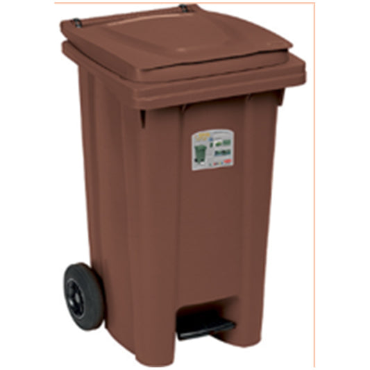 Stefanplast SFH.25704 Soil Brown Wheeled Bin with Pedal, 120 L