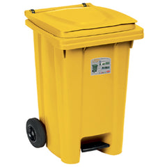 Stefanplast SFH.25705 Signal Yellow Wheeled Bin with Pedal, 120 L