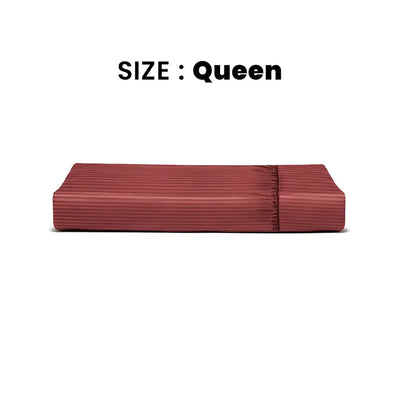ths zen stripes fitted queen cotton bed sheet burgundy
