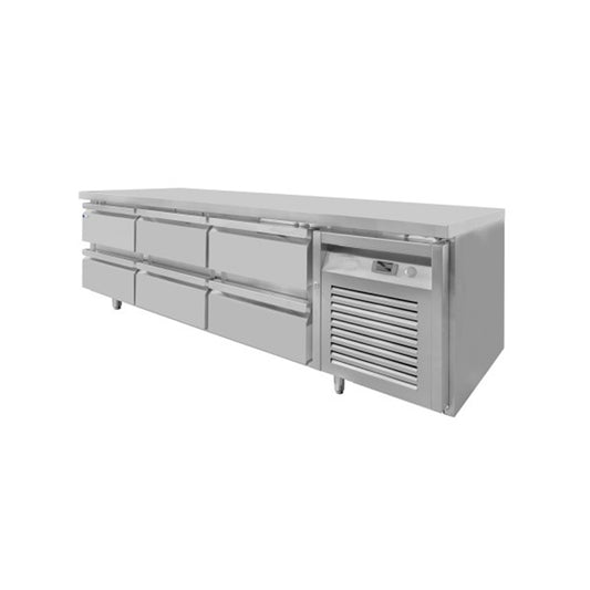 THS SOFL-190 FE Commercial Table Top Low Boy 6 Drawers Freezer, Stainless Steel, 540 Litres Net , 1 Year Warranty