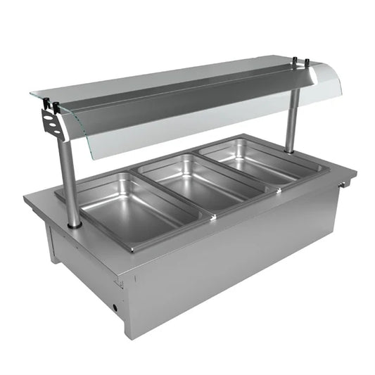 AISI 304 Stainless Steel (18/10) Table Top Bain Marie with Sneeze Guard