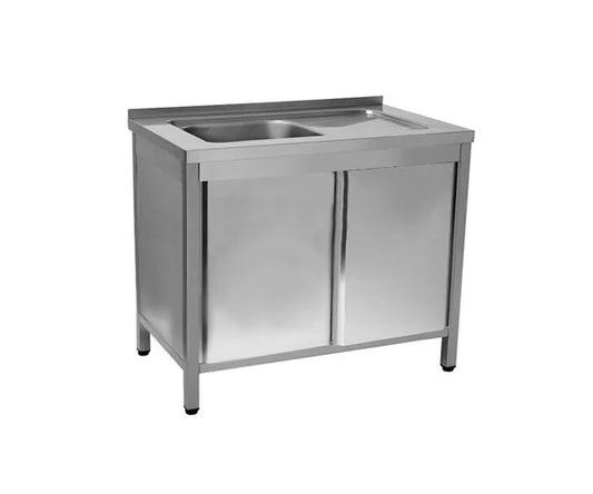 Arex CLVGD147 Stainless Steel Single Bowl Drain Sink Unit, 140x70x85 cm