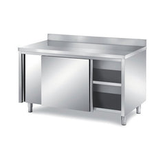 Arex CTN716A Stainless Steel Work Table with Cupboard Sliding Doors with UP Stand, 160x70x85 cm