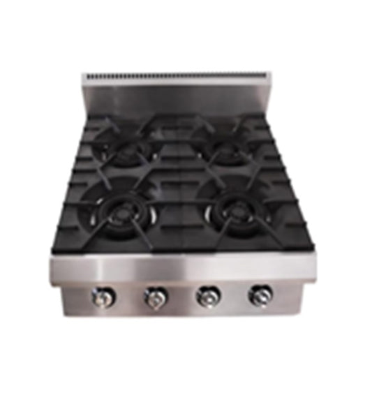 THS T-RQ-4 Stainless Steel Heavy Duty Counter Top Gas Operated 4 Burner Stove, 60.9x66.6x41.2 cm