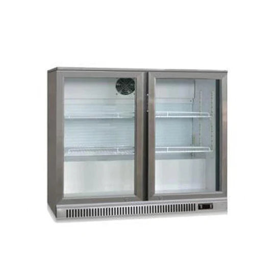 THS BC02SS Two Door Bar Cooler With Stainless Steel Frosted Frame 0.15 kW, 92x51x85 cm