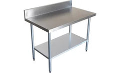 Arex TR620A Stainless Steel Work Table with Bottom Shelf and Rear Up-Stand, 200x60x85 cm
