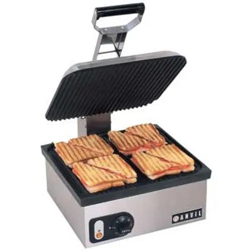 Anvil TSA5009 Sandwich Press Flat Bottom Ribbed Top Teflon Grill 2000W, 36x47x26 cm