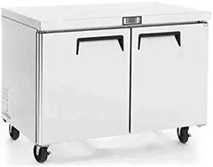 Primo VIFC-48 Stainless Steel Two Door Undercounter Freezer, 122.5x76.2x90 cm