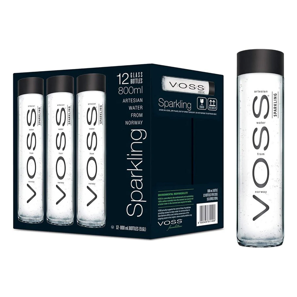 VOSS Sparkling Water 800ml, Pack of 12pcs