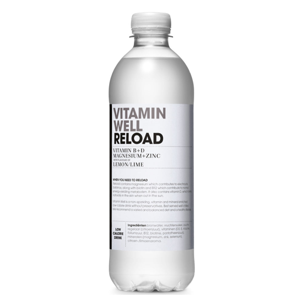 Vitamin Well Reload Lemon/Lime Vitamin B + D Magnesium + Zinc, 500ML, Pack of 12pcs