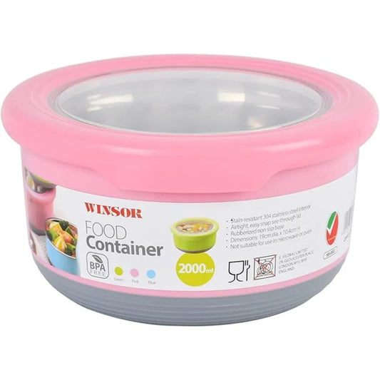 WINSOR WFC2000-P S/S FOOD CONTAINER - 2 ltr. CAPACITY / PINK COLOR