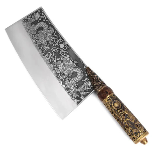 11.8" Slicing Knife High Carbon Steel With Ergonomic Craved Brass Handle