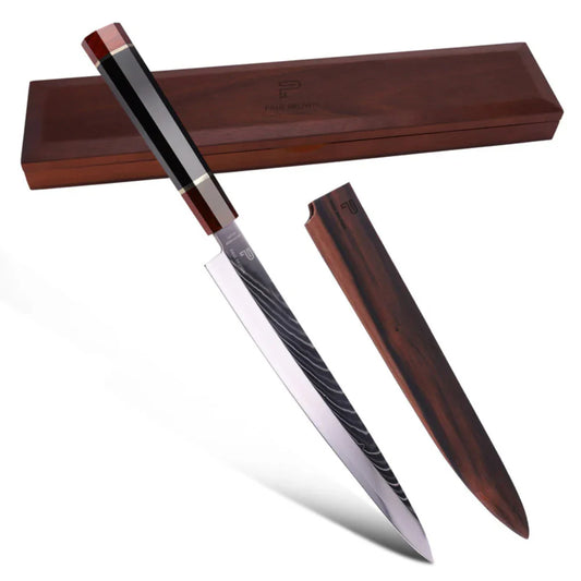 10.5" Chef knife Japanese Carbon Steel & Ultra Sharp Corrosion-Resistant Edge With Wooden Handle