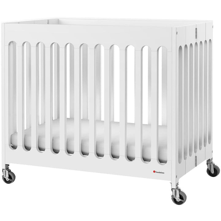 Foundations Boutique Compact Folding Crib 40"L x 25"W x 35"H - White - HorecaStore